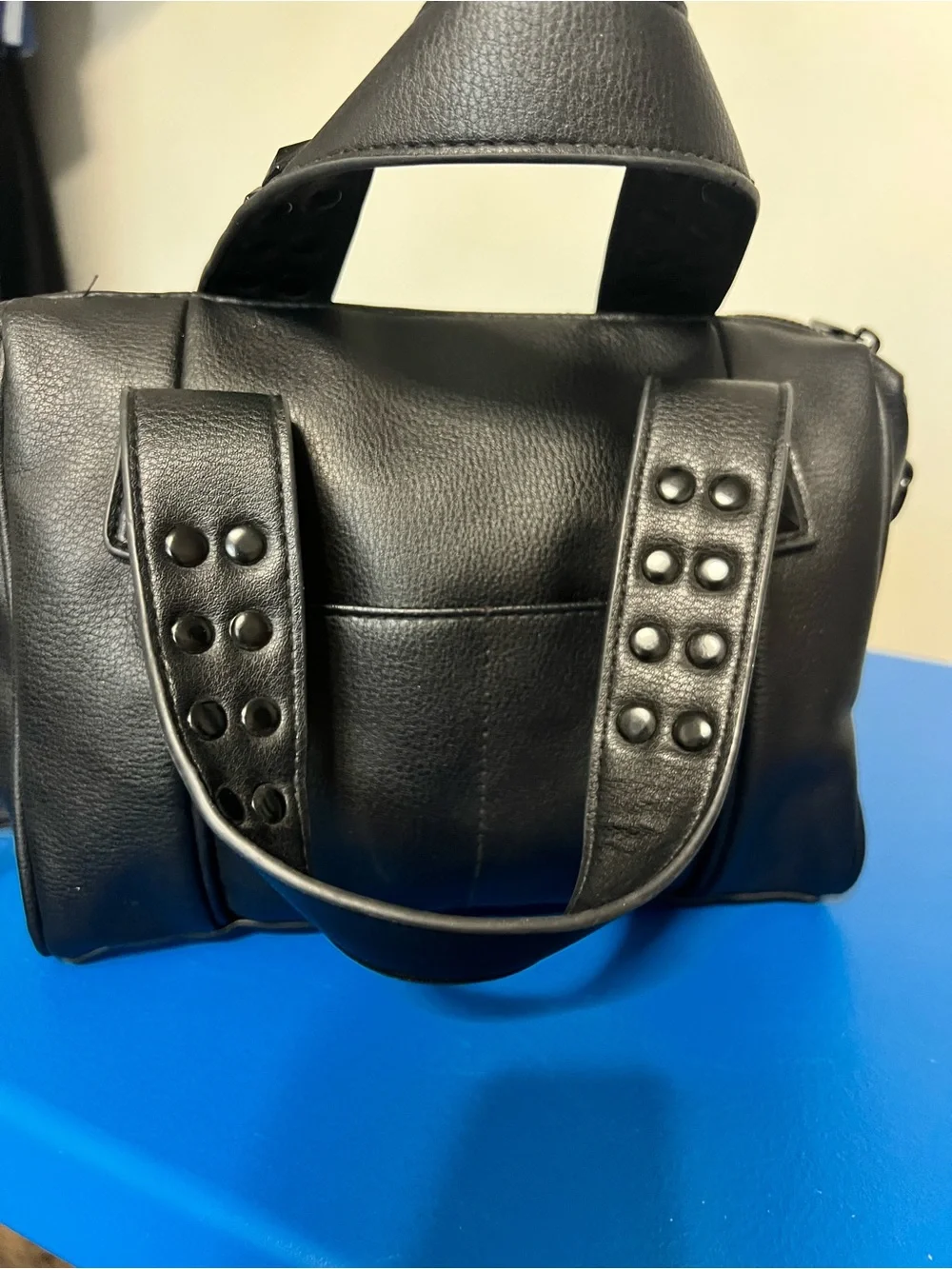 Madden Girl Gabby Small Bowler Bag with Studs - Black Crossbody Satchel